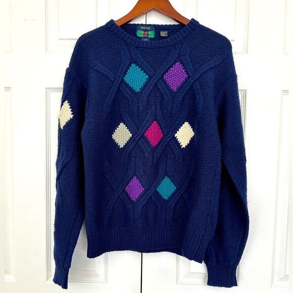 Vintage Sweater Colours by Alexander Julian Crew Neck Geometric Sweater Size L - Picture 1 of 7